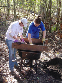 Students at a dig site